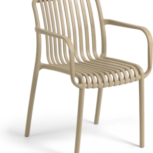 Kave Home Isabellini stabelbar udendørs spisebordsstol, havestol beige polypropylen H80ÃB49ÃD54 cm
